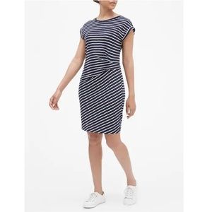 Gap NWT Navy Stripe Gathered Waist Dress Sz M v35